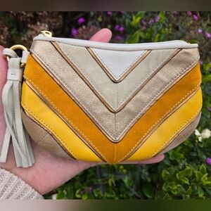Coach Chevron Yellow and Gold Wristlet